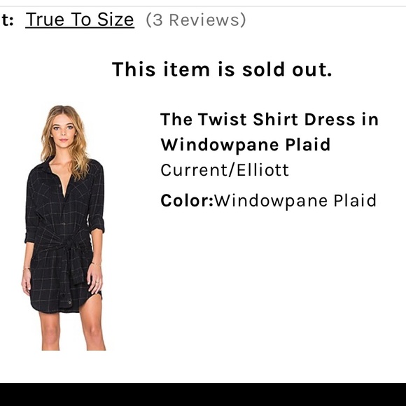 Current/Elliott The Twist Shirt Dress in Windowpane Plaid and Black New Size S - Picture 11 of 11